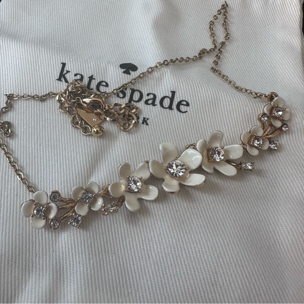 Kate Spade Gold and White Enamel Necklace